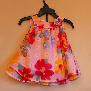 Koala Kids Baby's Peach Floral Trapeze Dress With Bloomers. Size 6 Months